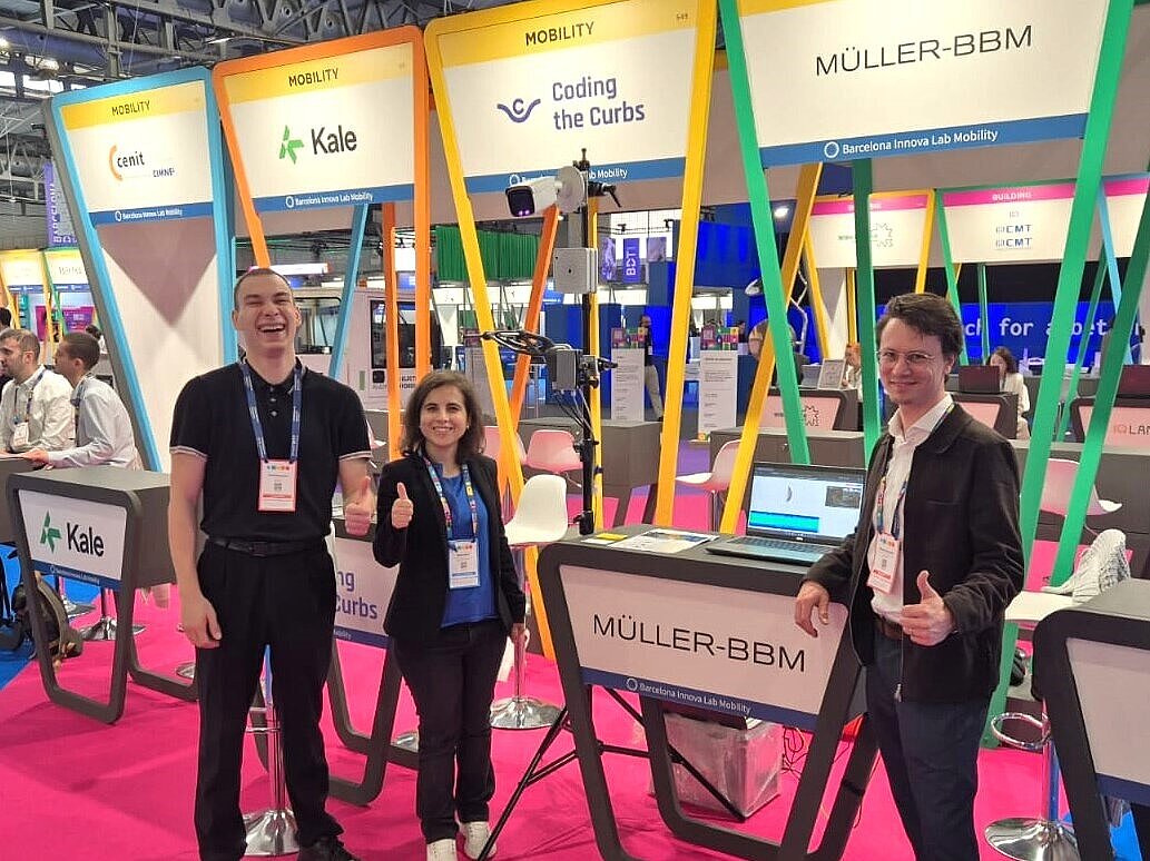 Nikolas Kirchhoff, Sonia Alves und Paul Rousseau auf dem Smart City Expo World Congress in Barcelona.