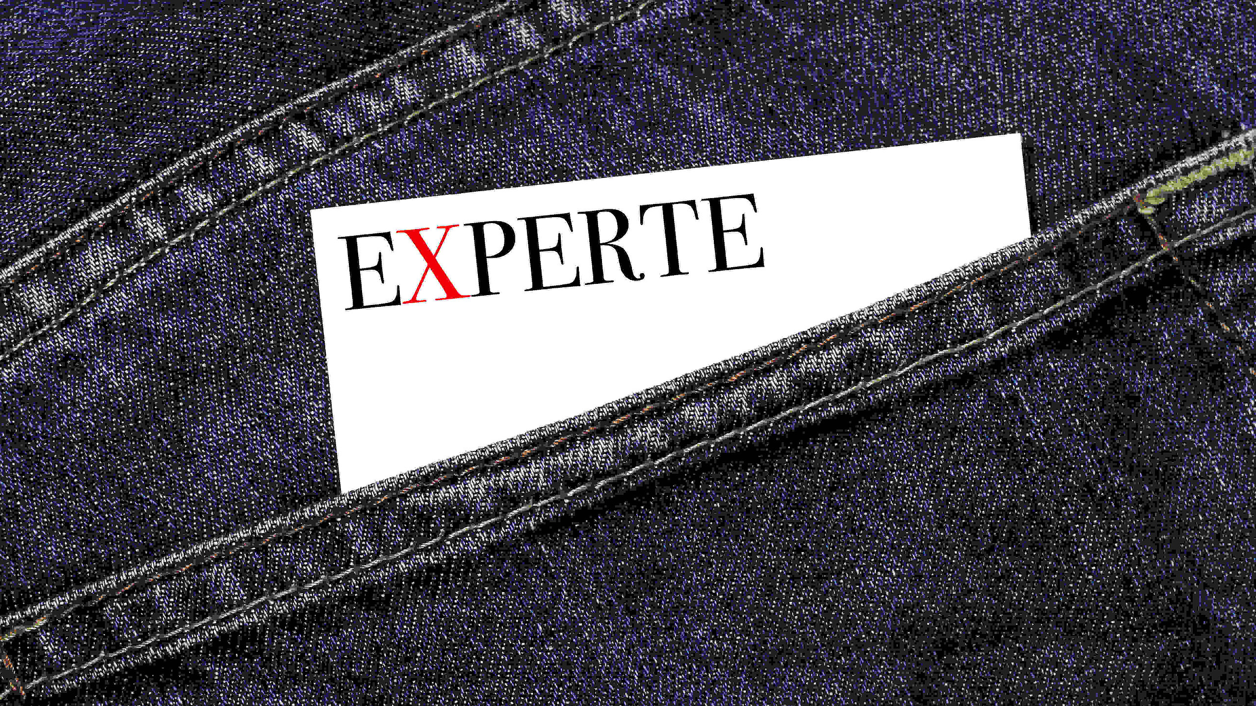 Expertise-Schild in Hosentasche