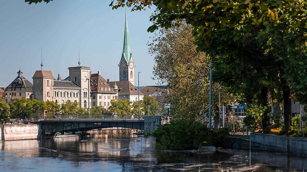 View of the Limmat and the city of Zurich